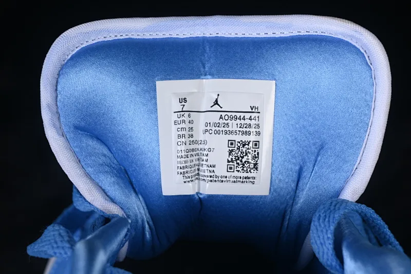 All categories Air Jordan Jordan series basketball shoes Air Jordan 1 Low Air Jordan 1 Low AJ1 Joe 1 North Carolina blue low-top cultural and leisure sports sneakers AO9944-441